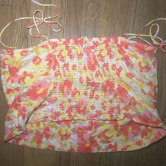 GREAT CONDITION Old Navy Fitted Linen-Blend Tie-Shoulder Cropped Cami Top 2X - Picture 5 of 5